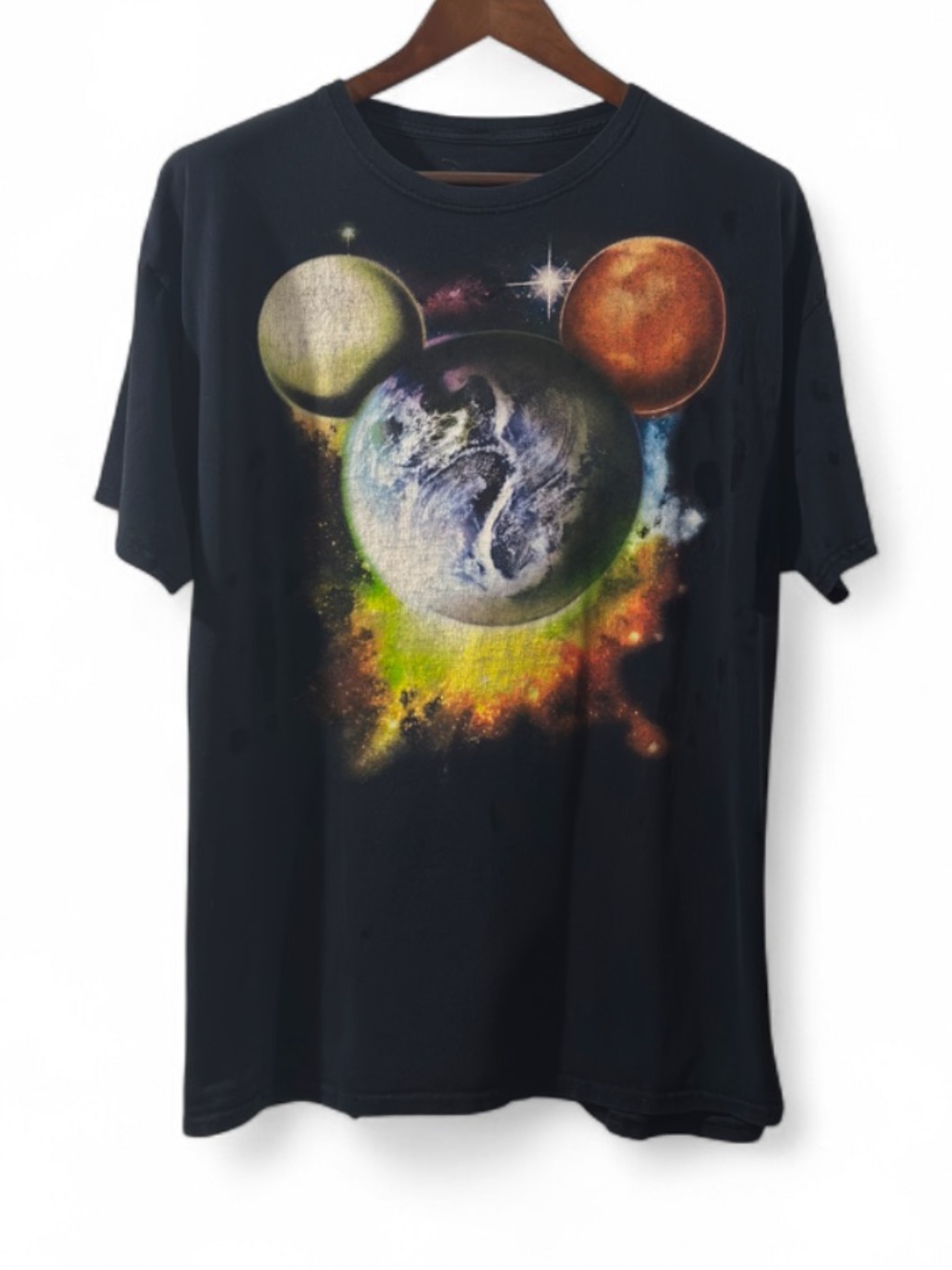 Retro Disney Mickey Mouse Cosmic Planet Graphic T-Shirt Size Men’s XL